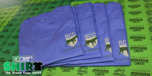 Serigrafía Pijamas de Trabajo Veterinaria BCC Brunete Serigrafía | The Green Copy SHIRT| Villanueva de la Cañada MADRID | 918157760 |