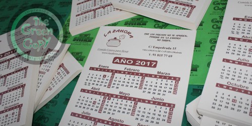 Impresión de Calendarios para La Tahona Comida Preparada para LLevar | The Green Copy SHIRT| Villanueva de la Cañada MADRID | 918157760 |