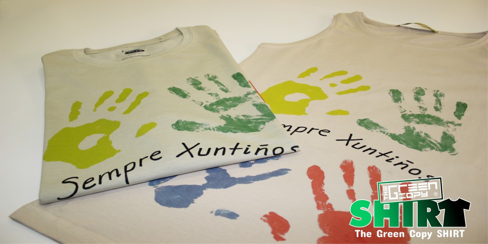 The Green Copy impresión de camisetas familiares sempre xuntiños imprimir serigrafía digital de camisetas Villanueva de la Cañada MADRID