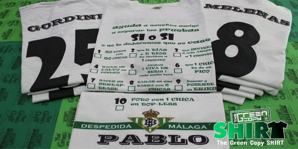 Estampación de camisetas personalizadas para despedida de soltero de pablo málaga en Madrid Villanueva de la Cañada Majadahonda Brunete
