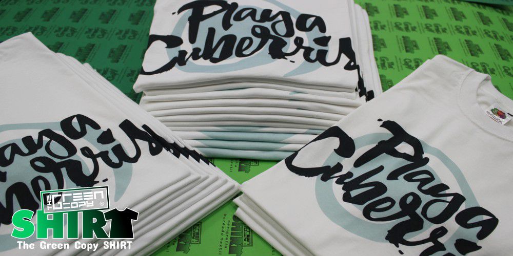 impresión de camisetas para Peñas y Fiestas del Pueblo Playa Cuberris Serigrafía imprimir Villanueva de la Cañada MADRID The Green Copy