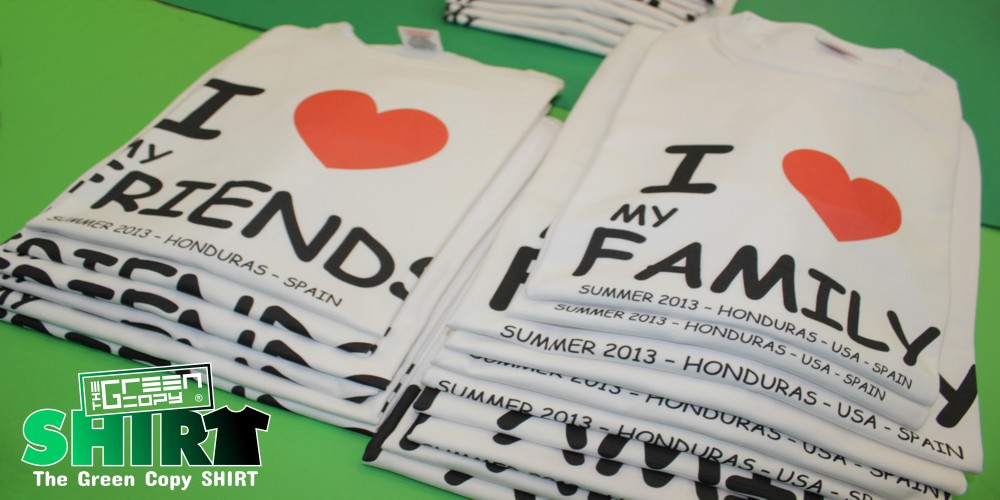 The Green Copy impresión de camisetas i love my family imprimir serigrafía digital de camisetas Villanueva de la Cañada MADRID