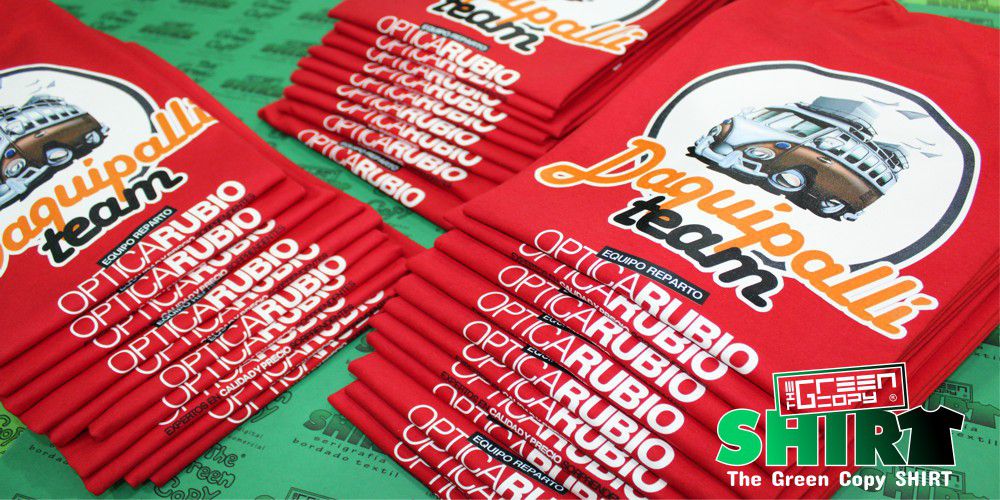 impresión de camisetas para Empresas Negocios Óptica Rubio Gafas Serigrafía imprimir Villanueva de la Cañada MADRID The Green Copy