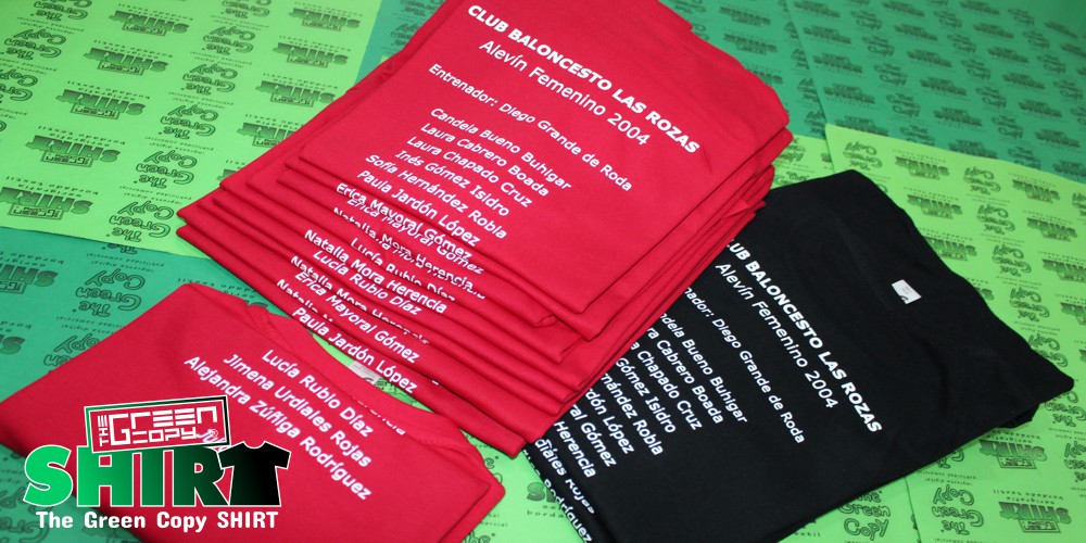 The Green Copy impresión de camisetas para club deportivo baloncesto las rozas chicas madrid imprimir serigrafía Villanueva de la Cañada MADRID