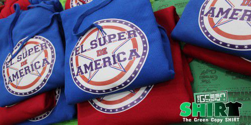 Impresión de Sudaderas Serigrafía para el Super de América | The Green Copy SHIRT| Villanueva de la Cañada MADRID | 918157760 |