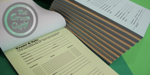 Impresión de Talonarios Sobres con Doble Triple Copia Trans Art | The Green Copy SHIRT| Villanueva de la Cañada MADRID | 918157760 |