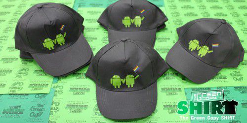 Serigrafía e Impresión de Gorras para Fiesta Orgullo Gay. En Villanueva de la Cañada, Brunete, Majadahonda, Las Rozas. The Green Copy SHIRT