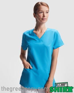 Impresión de Pijama Laboral Personalizado ROLY FEROX MUJER - Serigrafía de Camisola DTG DTF en Madrid