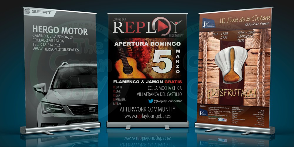roll-up rollup banner carteleria imprmir expositor enrollable | Majadahonda Villanueva MADRID | The Green Copy