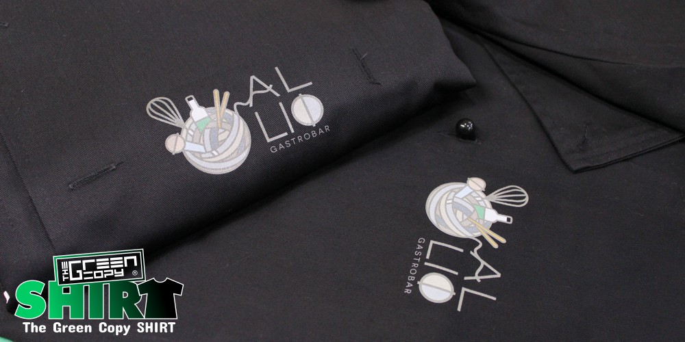 serigrafía de chaquetas chef para hostelería bares pubs gastrobar al lio&nbsp; impresión imprimir Villanueva de la Cañada MADRID